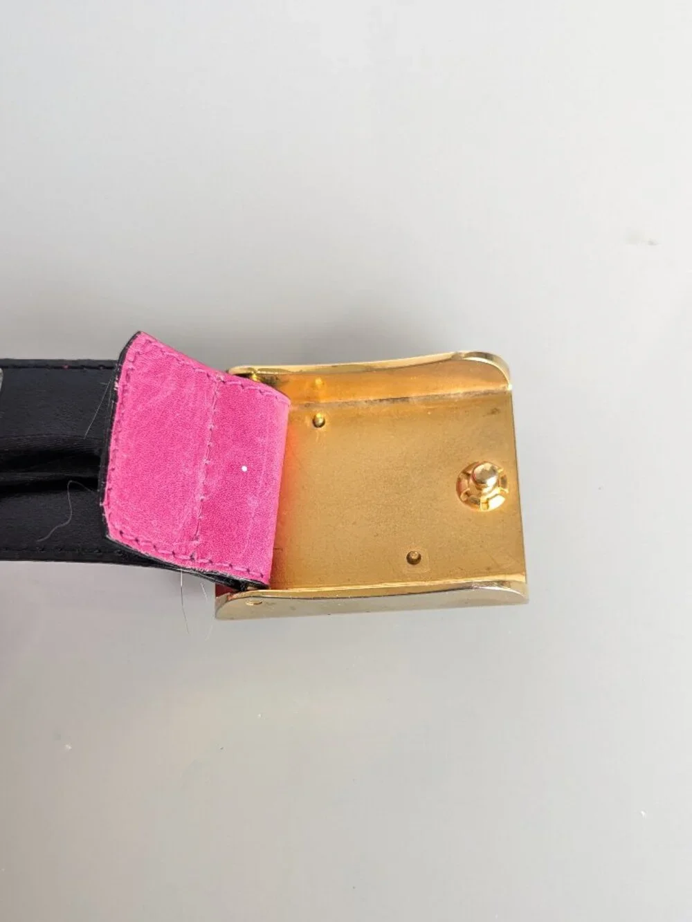 Escada Vintage Hot Pink Leather Belt Gold Tone Studded 